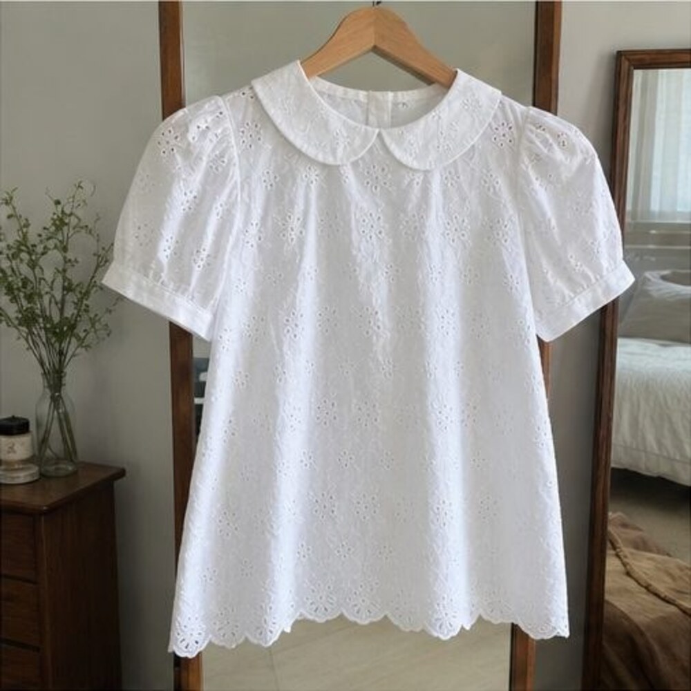 Navy Ruffle Blouse